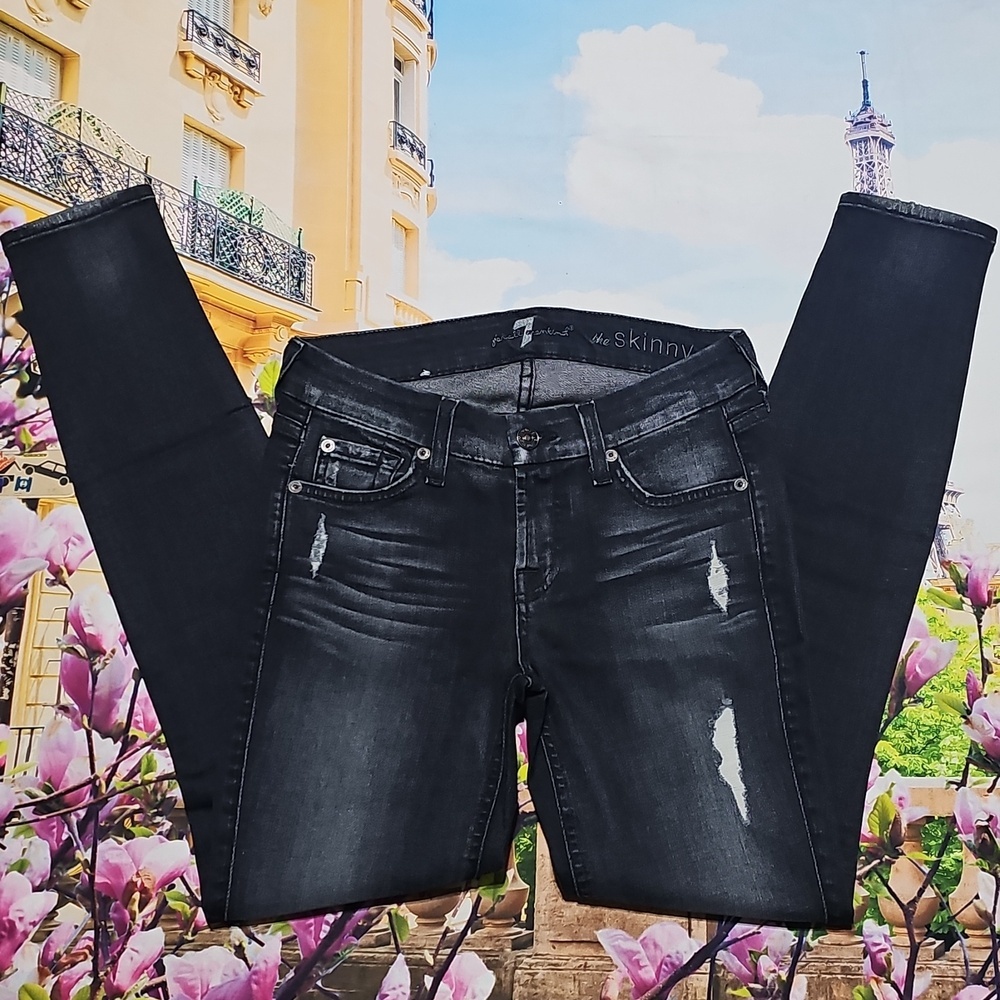 7 For all Mankind Skinny Distressed Jeans‎ Size 25